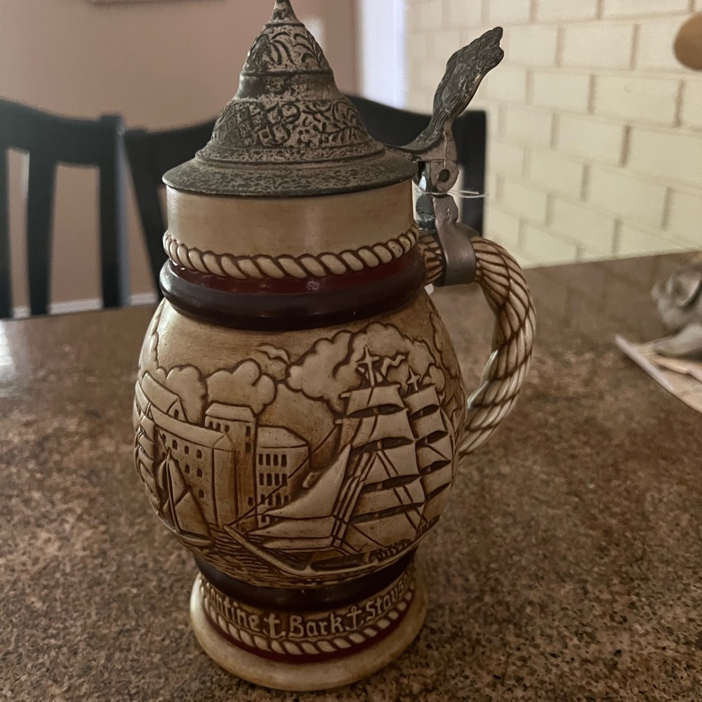 Vintage Nautical Avon Beer Stein with Lid